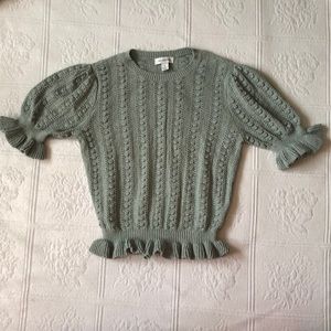 Calligraphie mint sweater blouse